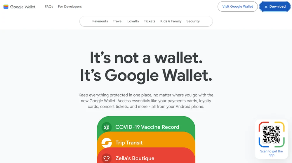 Google Wallet Website Screenshot